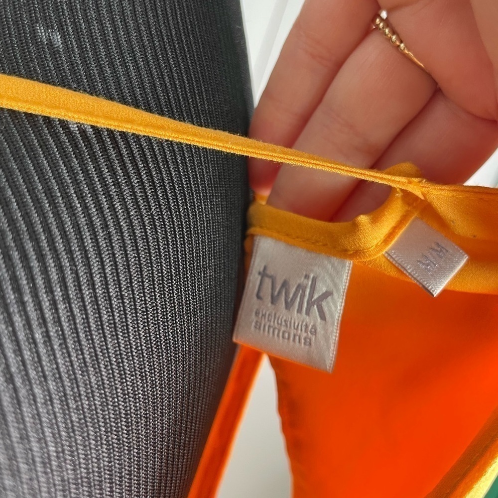 Simons bright yellow high neck keyhole mini dress - Picture 7 of 8